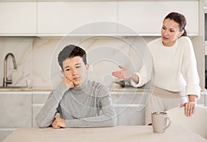 Mother and son arguing