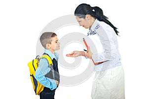 Mother and son conversation before school
