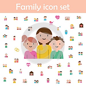 Mother, son, daughter cartoon icon. Family icons universal set for web and mobile