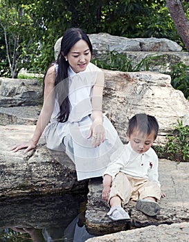 Mother and Son exploring