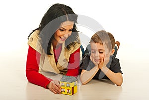 Mother and son having conversation