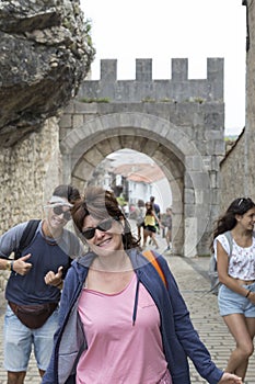 Mother and son joking during their holidays in San Vicente de la