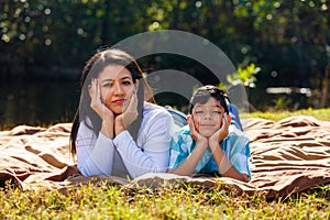 Mother and son outdoor portrait