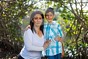 Mother and son outdoor portrait