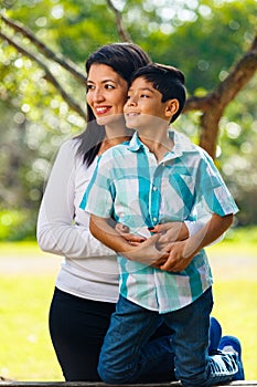 Mother and son outdoor portrait