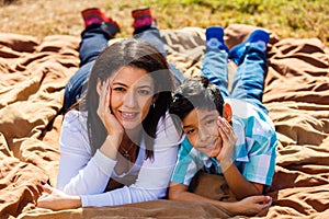 Mother and son outdoor portrait