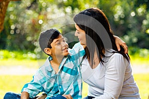 Mother and son outdoor portrait