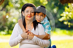 Mother and son outdoor portrait