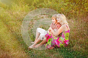 Mother and son in park