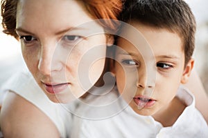 Mother and son portrait