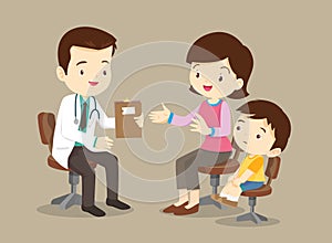 Mother and son see doctor