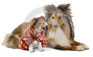 Mother and son sheltie