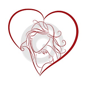 Mother and son stylized vector silhouette