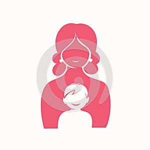 Mother and son stylized vector symbol