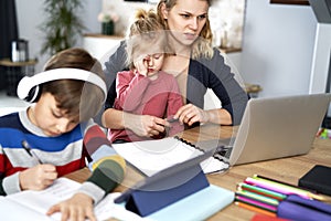 Mother trying to reconcile remote work with homeschooling