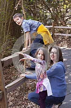 Mother and two children