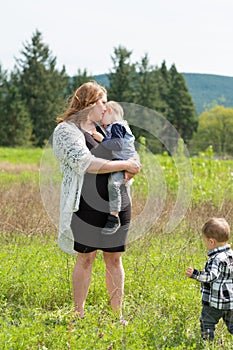 Mother and Two Sons Lifestyle Portrait