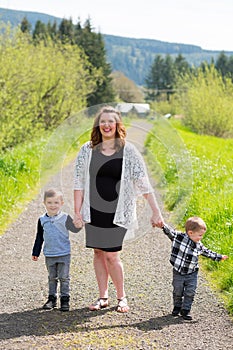 Mother and Two Sons Lifestyle Portrait