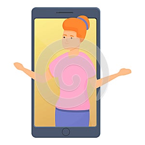 Mother video call icon, cartoon style