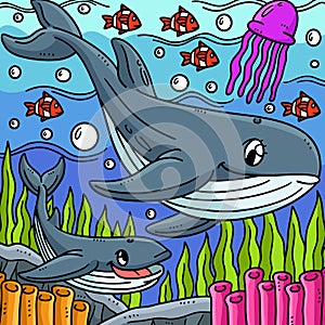Mother Whale Sharks Baby Whale Sharks Colored