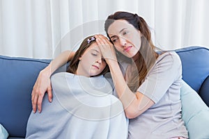 Mother worrying about sick daughter