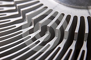 The motherboard and computer components. Computer accessories on a workshop table