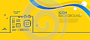 Motherboard line icon. Computer component hardware sign. Minimal line yellow banner. Vector
