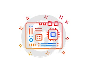 Motherboard line icon. Computer component hardware sign. Vector