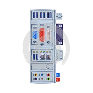 Motherboard or Mainboard as Personal Computer Accessory and Component Vector Illustration