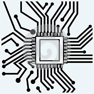 Motherboard with microchip. CPU