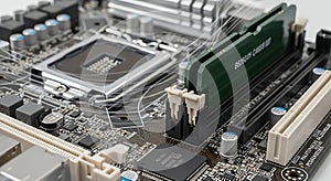 Motherboard RAM CPU Socket Computer Hardware Technology Close-up
