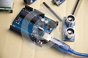 motherboard top view for using the command program writing a set of instructions or a computer program in code form