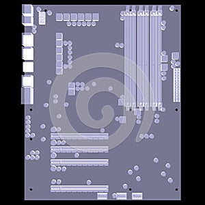 Motherboard. X-Ray render
