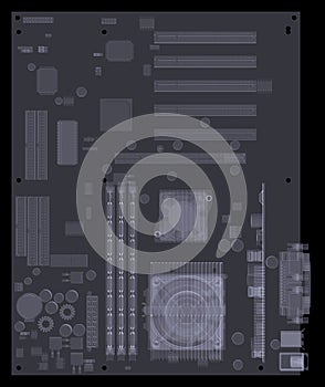 Motherboard. X-ray render