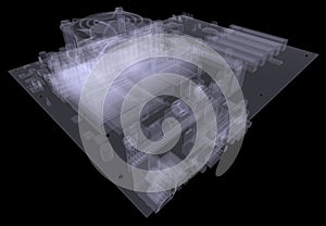 Motherboard. X-ray render