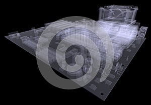 Motherboard. X-ray render