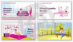 Motherhood and childcare landing page template set