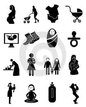 Motherhood icons set