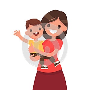 Motherhood. Mother with a baby on a white background. Vector ill