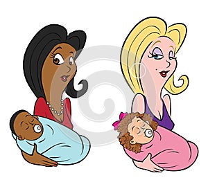 Mothers cradling babies photo
