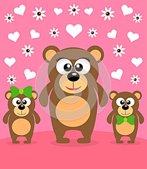 Mothers day background with bears