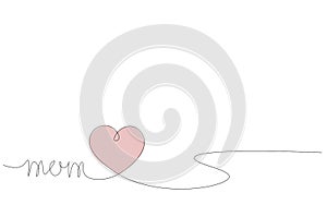 Mothers day background with heart and word mom vector