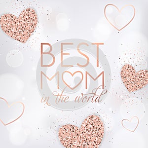 Mothers Day Banner Template with Golden Hearts