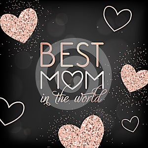 Mothers Day Banner Template with Golden Hearts