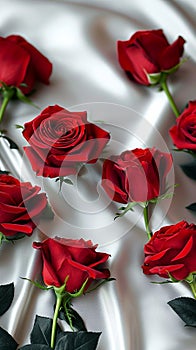 Mothers Day beauty red roses on satin for a heartfelt gift