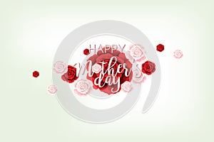 Mothers day buds of red and pink roses on smoothed light background