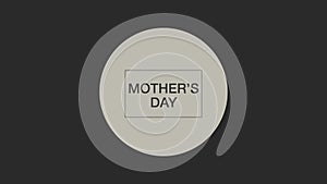 Mothers Day button black and white circle with white text