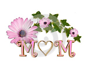 Mothers day card heart 3D graphic