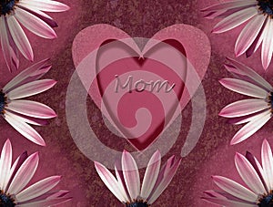 Mothers day card with heart and flower photo