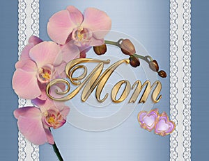 Mothers day card pink orchids